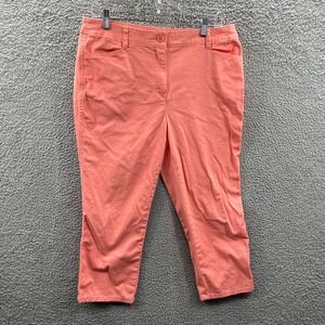 Chicos Women Cropped Stretch Ankle Pants M Coral Office Casual Workwear Polished